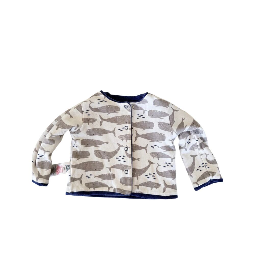 Baby Boden Reversible Velour Whale Print Cardigan 3-6M - Picture 5 of 5